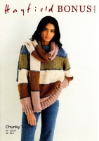Knitting Pattern - Hayfield Bonus 10339 - Chunky Tweed - Ladies Sweater & Scarf
